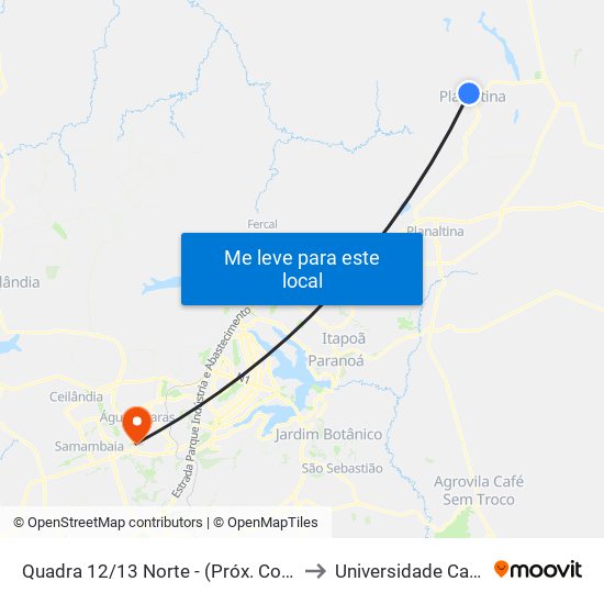 Quadra 12/13 Norte - (Próx. Colégio Sagrado Cor. De Jesus) to Universidade Católica De Brasília map