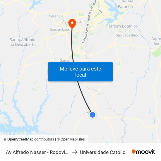 Av Alfredo Nasser - Rodoviaria De Luziania to Universidade Católica De Brasília map