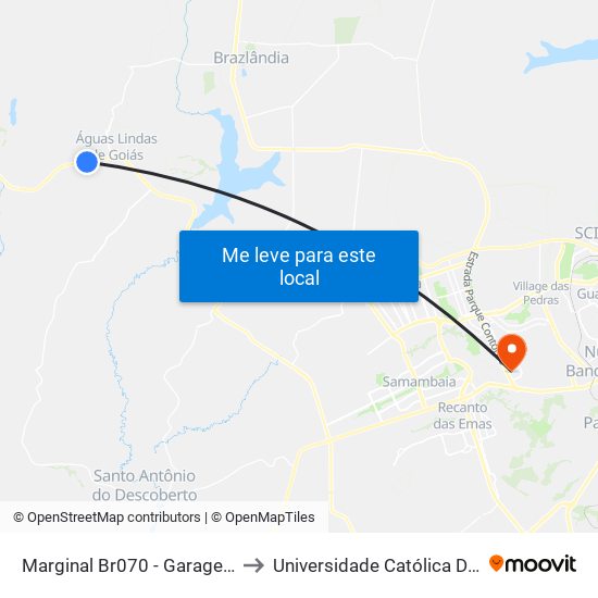 Marginal Br070 - Garagem Da Utb to Universidade Católica De Brasília map