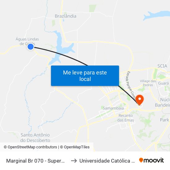 Marginal Br 070 - Supermerc. Tatico to Universidade Católica De Brasília map
