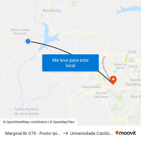 Marginal Br 070 - Posto Ipiranga E Viaduto to Universidade Católica De Brasília map