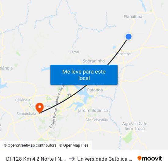 Df-128 Km 4,2 Norte | N.R Monjolo to Universidade Católica De Brasília map