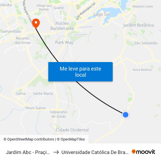 Jardim Abc - Praçinha to Universidade Católica De Brasília map