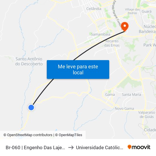 Br-060 | Engenho Das Lajes • Av. Brasília to Universidade Católica De Brasília map