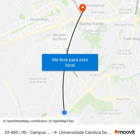 Df-480 | Ifb - Campus Gama to Universidade Católica De Brasília map