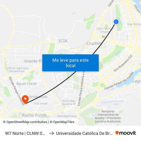 W7 Norte | CLNW 04/05 to Universidade Católica De Brasília map