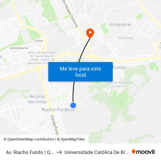 Av. Riacho Fundo | Qn 33 to Universidade Católica De Brasília map