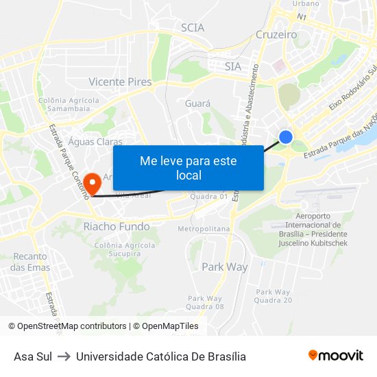 Asa Sul to Universidade Católica De Brasília map