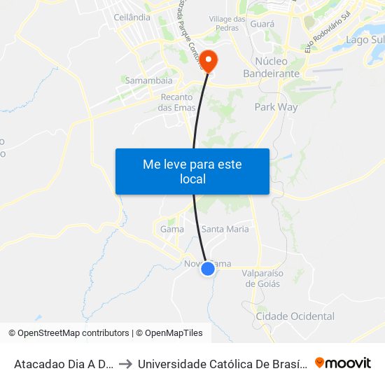 Atacadao Dia A Dia to Universidade Católica De Brasília map