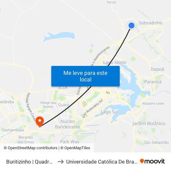 Buritizinho | Quadra 04 to Universidade Católica De Brasília map