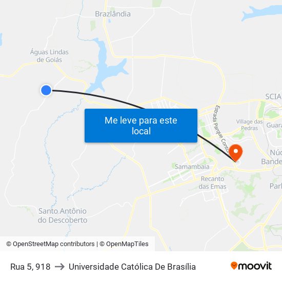 Rua 5, 918 to Universidade Católica De Brasília map
