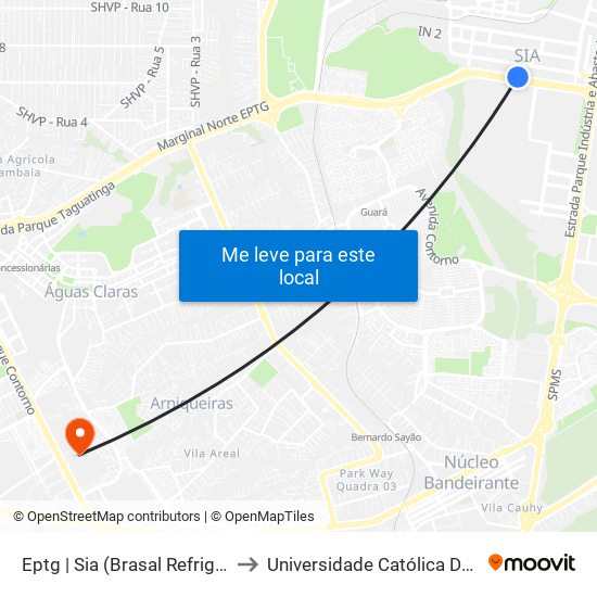 Eptg | Sia (Brasal Refrigerantes) to Universidade Católica De Brasília map