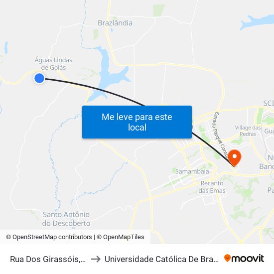 Rua Dos Girassóis, 16 to Universidade Católica De Brasília map