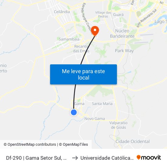 Df-290 | Gama Setor Sul, Cl 8 «Oposto» to Universidade Católica De Brasília map