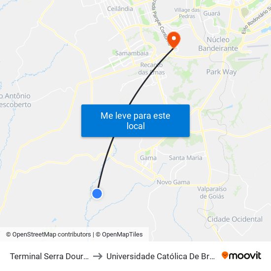 Terminal Serra Dourada to Universidade Católica De Brasília map