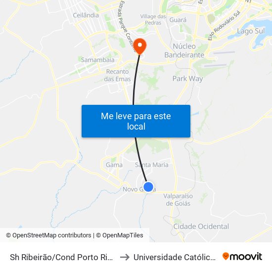Sh Ribeirão/Cond Porto Rico Fase 3 Q 20 to Universidade Católica De Brasília map