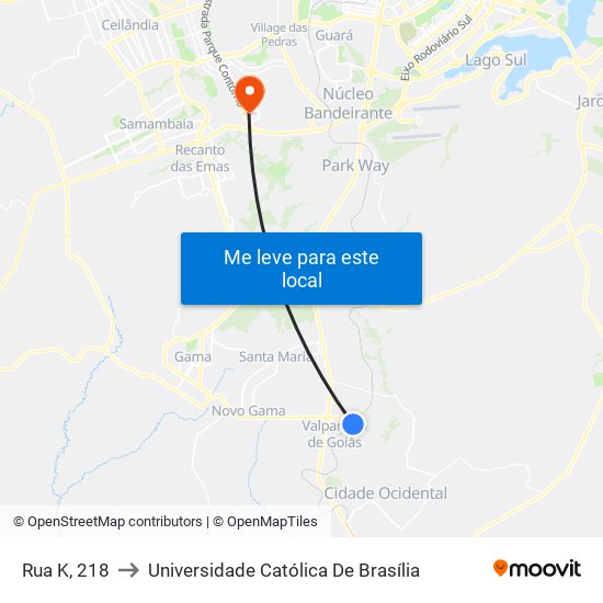 Rua K, 218 to Universidade Católica De Brasília map