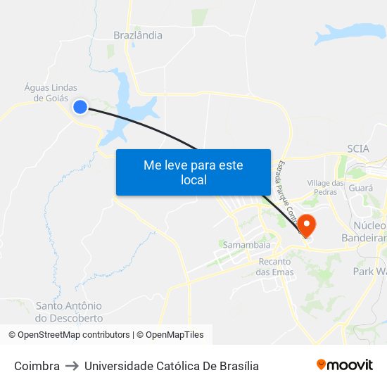 Coimbra to Universidade Católica De Brasília map