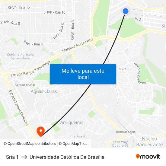 Sria 1 to Universidade Católica De Brasília map