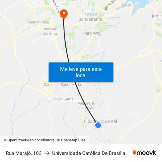 Rua Marajó, 103 to Universidade Católica De Brasília map