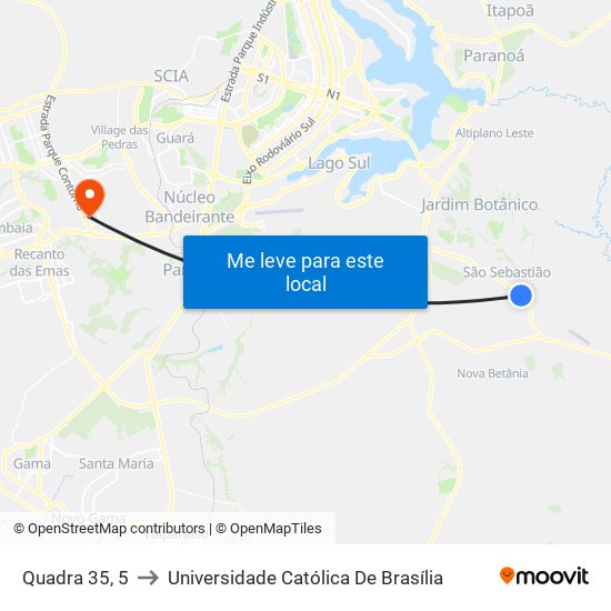 Quadra 35, 5 to Universidade Católica De Brasília map