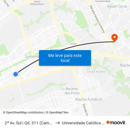 2ª Av. Sul | Qd. 311 (Campo Sintético) to Universidade Católica De Brasília map