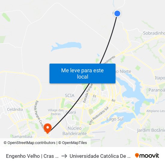 Engenho Velho | Cras Fercal to Universidade Católica De Brasília map