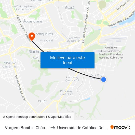 Vargem Bonita | Chácara 37 to Universidade Católica De Brasília map