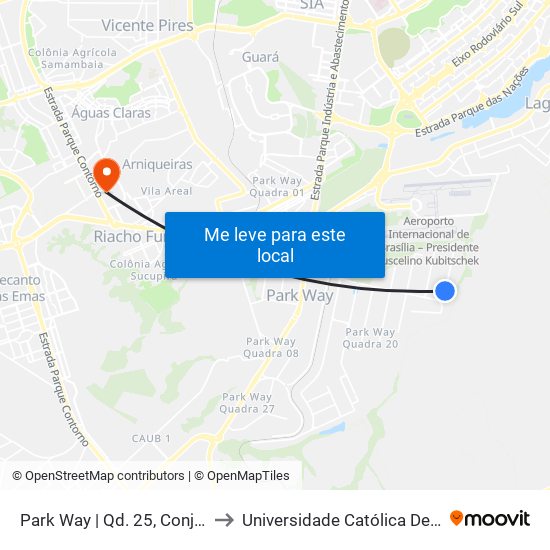 Park Way | Qd. 25, Conj. 2, Lt. 1 to Universidade Católica De Brasília map