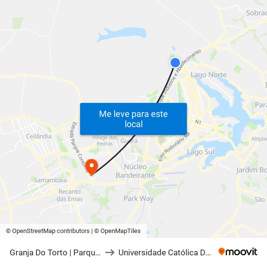 Granja Do Torto | Parque Digital to Universidade Católica De Brasília map