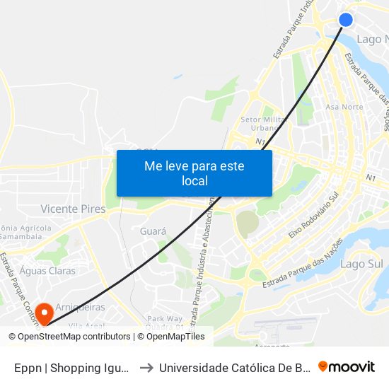 Eppn | Shopping Iguatemi to Universidade Católica De Brasília map