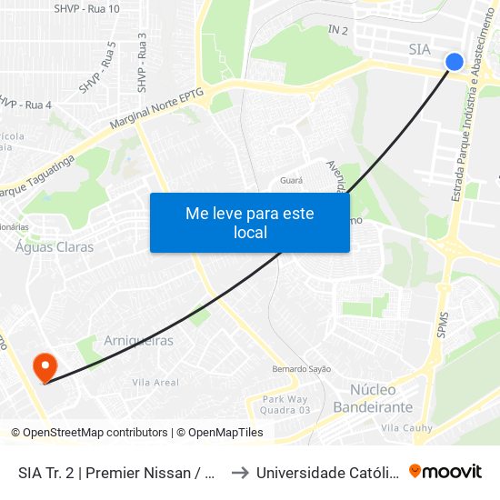 Sia Trecho 2 - Slavieiro/Premier Nissan to Universidade Católica De Brasília map