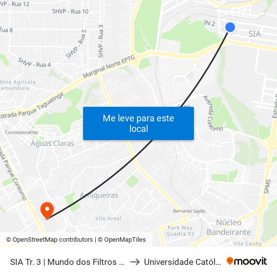 Sia Trecho 3 - Madeireira Comabra/Condor Atacadista to Universidade Católica De Brasília map