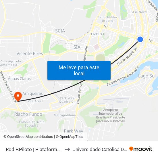 Rod.P.Piloto | Plataforma Superior to Universidade Católica De Brasília map