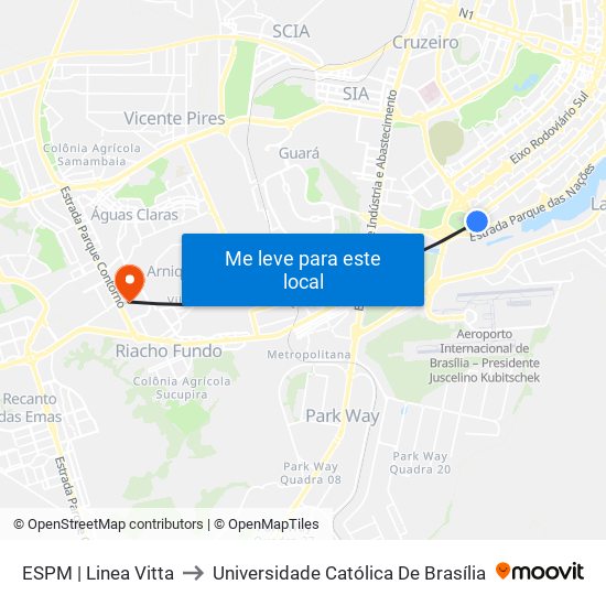 ESPM | Linea Vitta to Universidade Católica De Brasília map