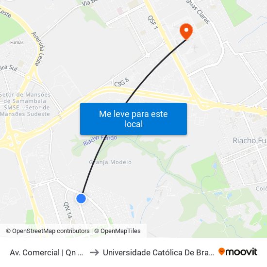 Av. Comercial | Qn 15e to Universidade Católica De Brasília map