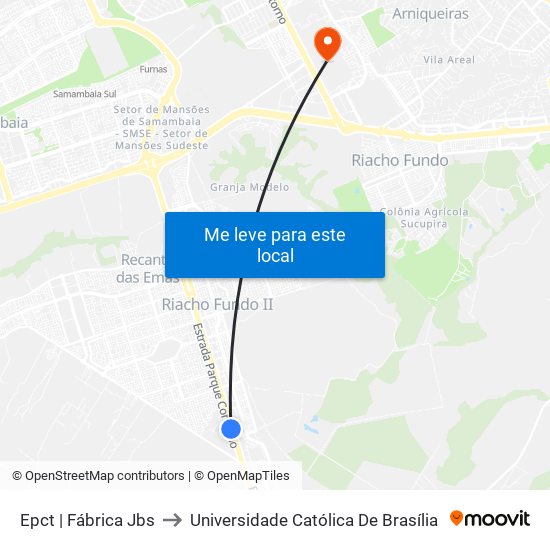 Epct | Fábrica Jbs to Universidade Católica De Brasília map