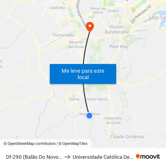Df-290 (Balão Do Novo Gama) to Universidade Católica De Brasília map