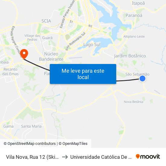 Vila Nova, Rua 12 (Skina 14) to Universidade Católica De Brasília map