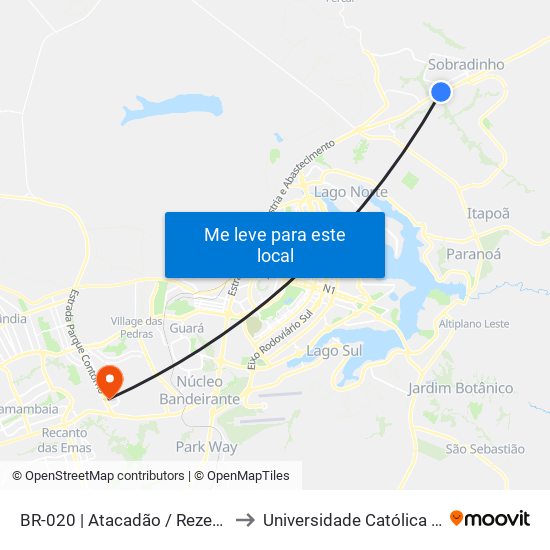 BR-020 | Atacadão / Rezende / Atalaia to Universidade Católica De Brasília map