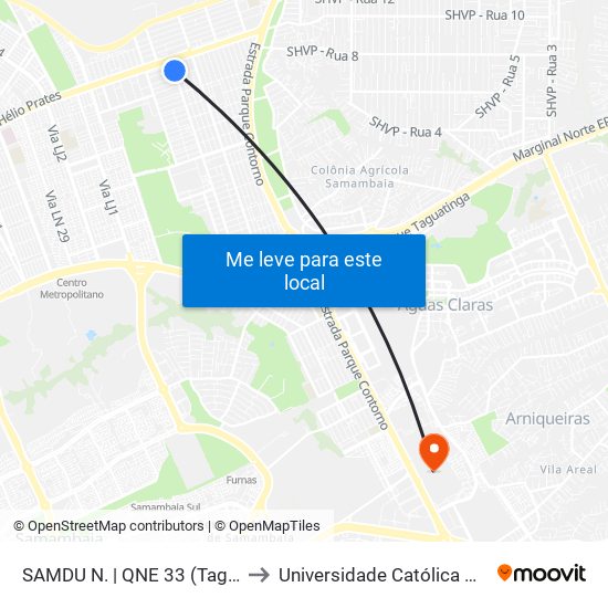 SAMDU N. | QNE 33 (Taguacenter) to Universidade Católica De Brasília map