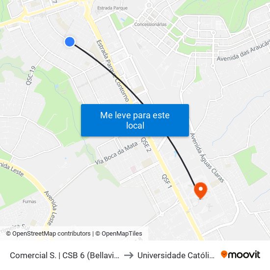 Comercial Sul | Csb 6 (Bellavia) to Universidade Católica De Brasília map
