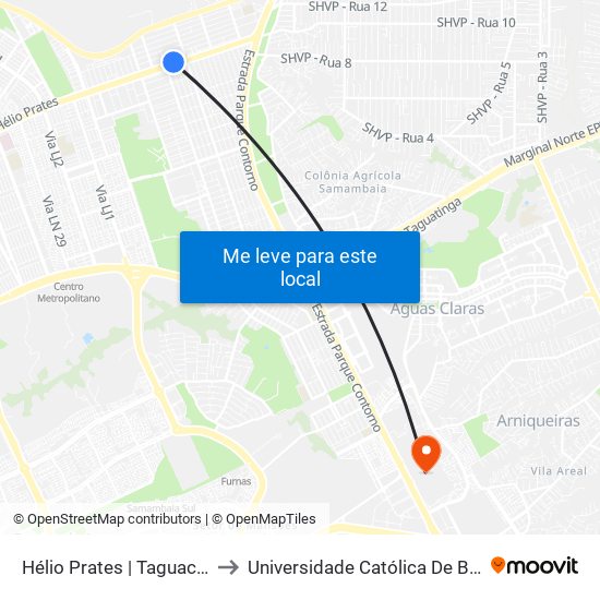 Hélio Prates | Taguacenter to Universidade Católica De Brasília map