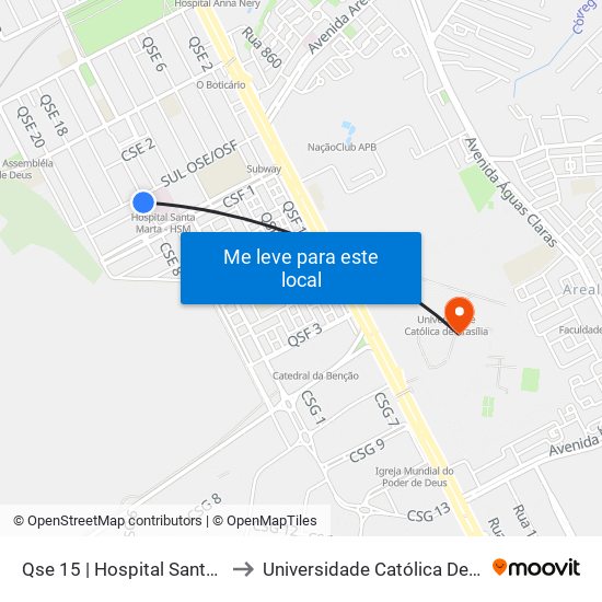 Qse 15 | Hospital Santa Marta to Universidade Católica De Brasília map