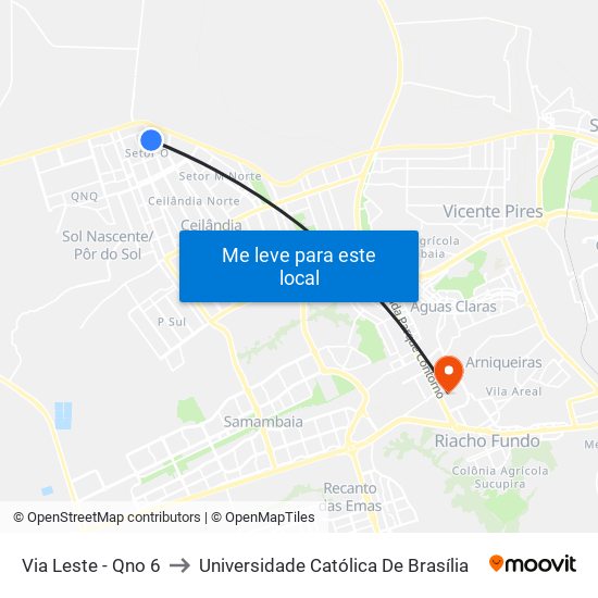 Via Leste - Qno 6 to Universidade Católica De Brasília map