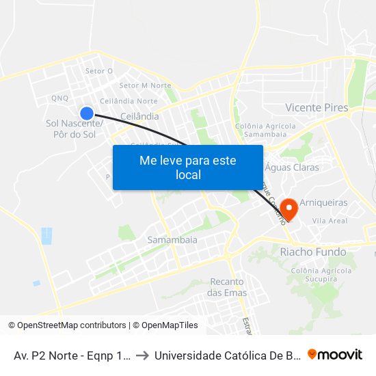 Av. P2 Norte - Eqnp 11/15 to Universidade Católica De Brasília map