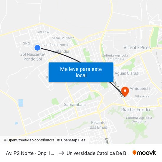Av. P2 Norte - Qnp 15 Cj B to Universidade Católica De Brasília map