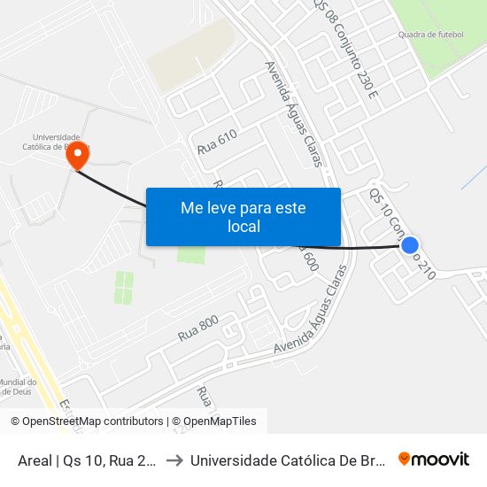 Areal | Qs 10, Rua 220a to Universidade Católica De Brasília map