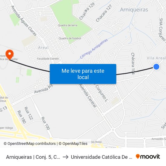 Arniqueiras | Conj. 5, Ch. 101 to Universidade Católica De Brasília map