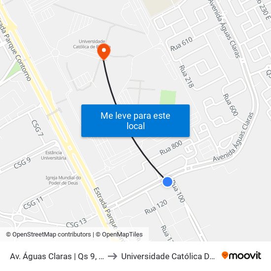 Av. Águas Claras | Qs 9, Rua 120 to Universidade Católica De Brasília map